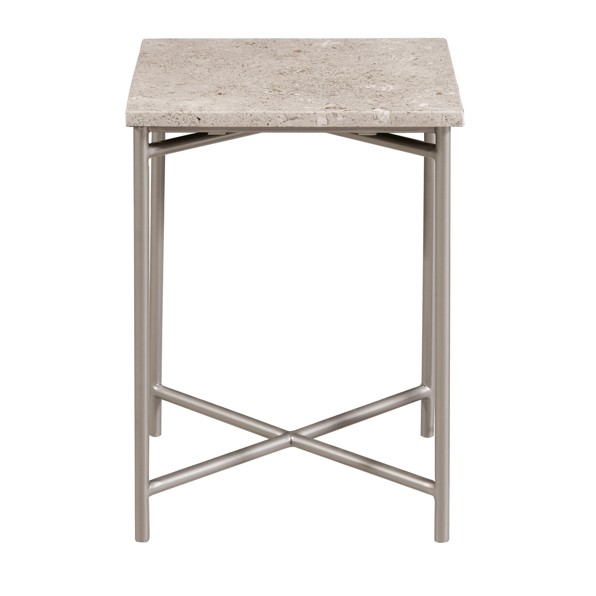 a small table with a white top
