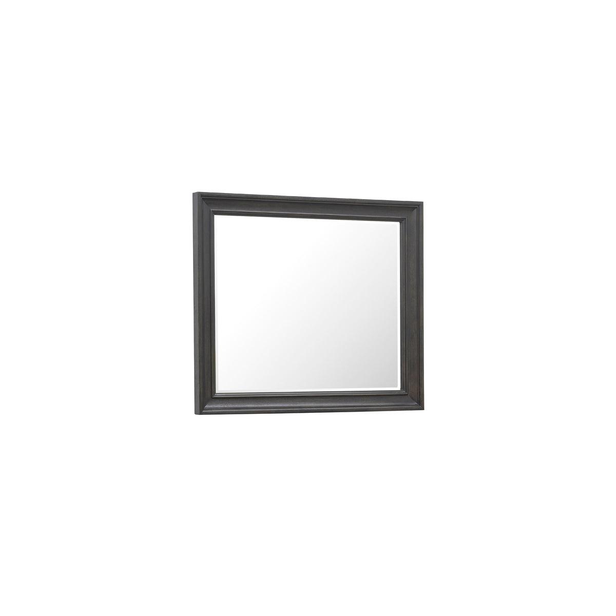 a square mirror with a white background