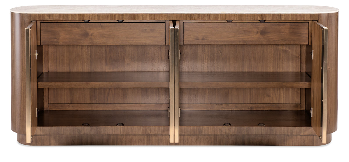 a wooden cabinet with two shelves