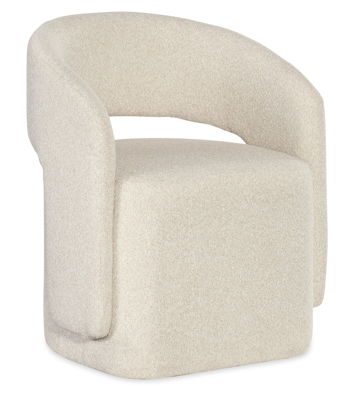 a white chair with a curved back