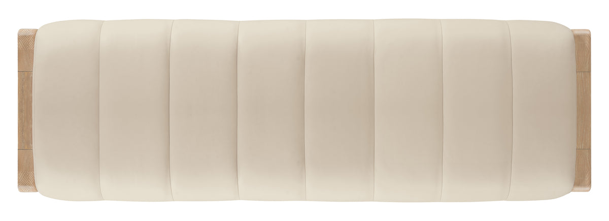 a white headboard with a few stripes