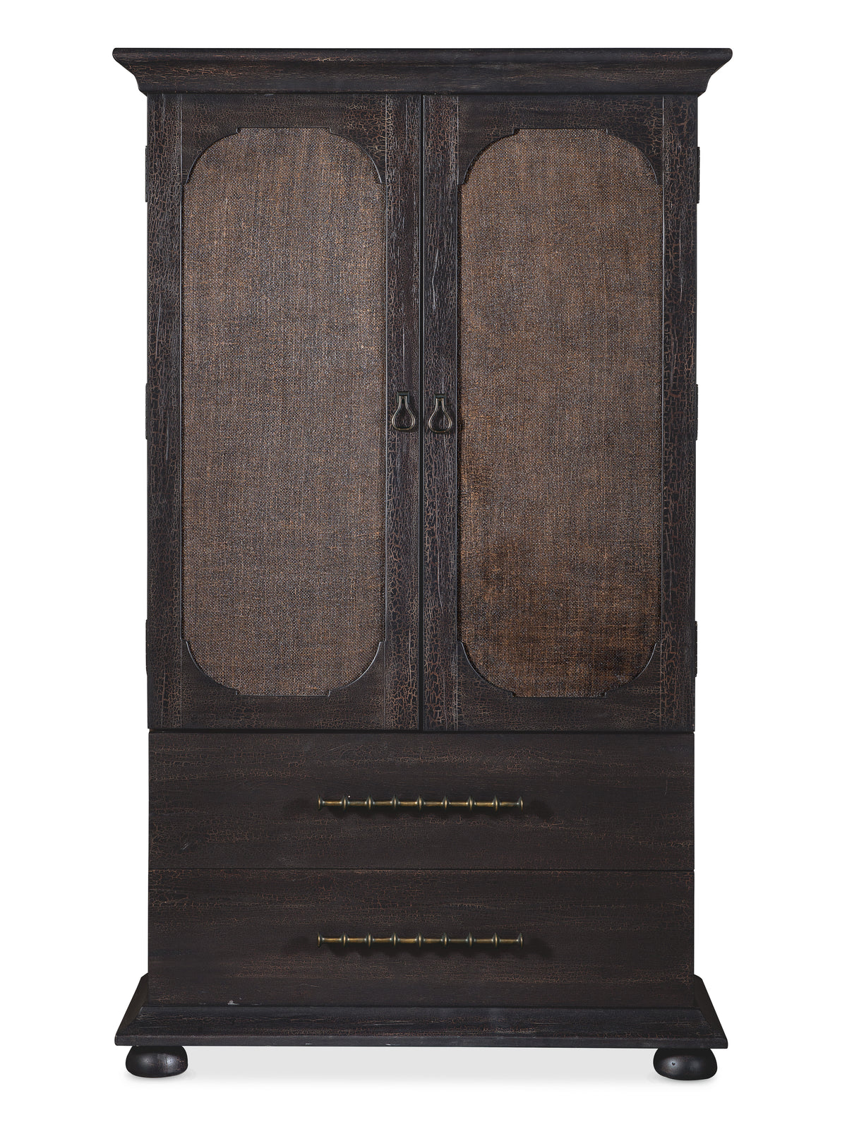 a brown cabinet with two drawers