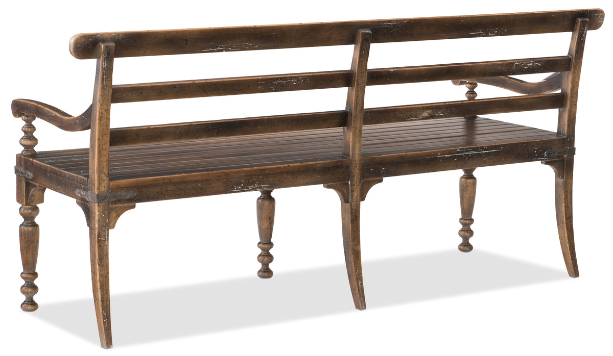 a wooden bench with legs