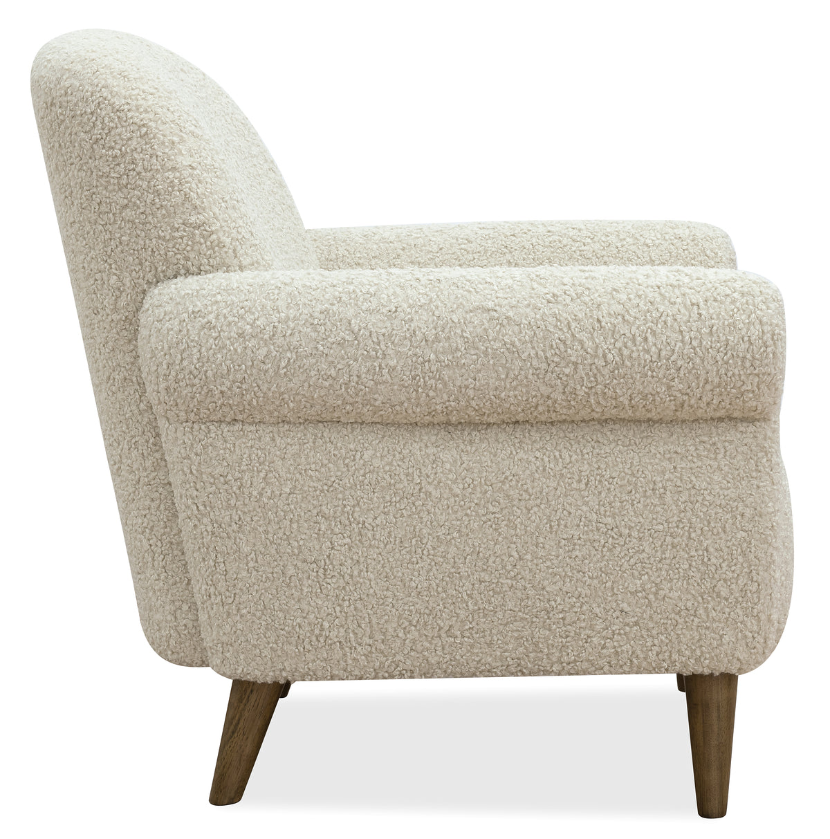 a white chair with wooden legs