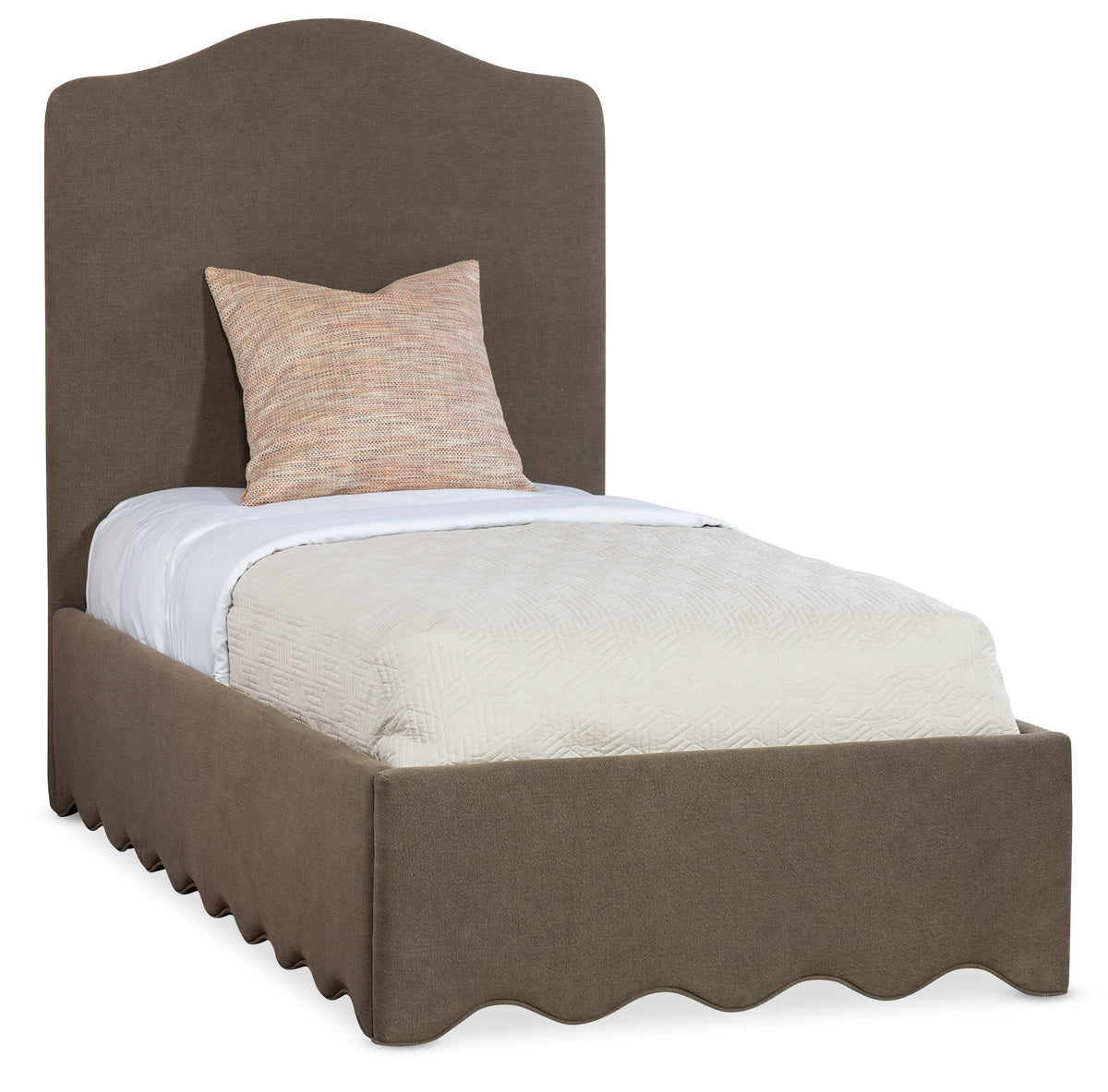 a bed with a pillow