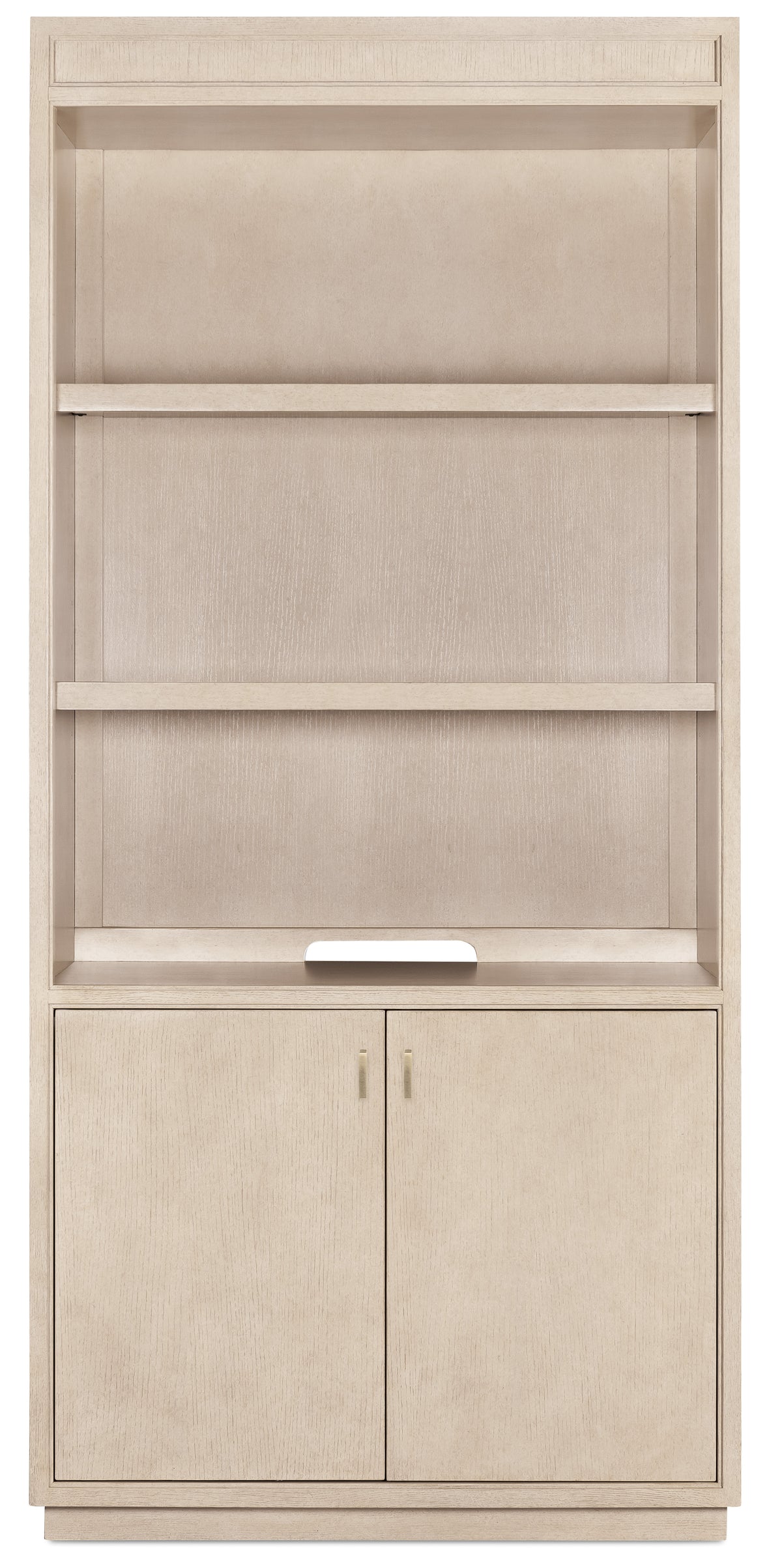 a white shelf with two shelves