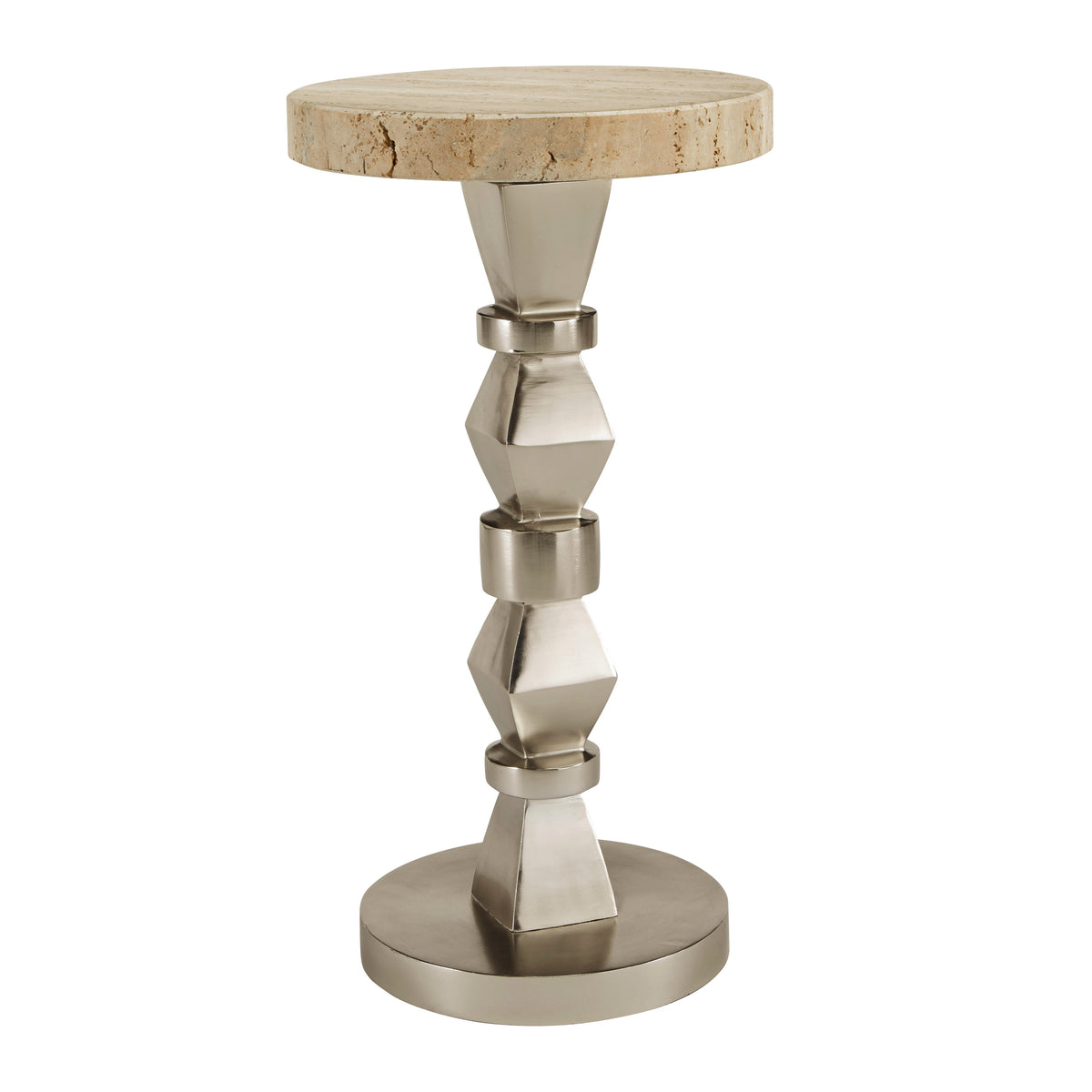 a round table with a stone top