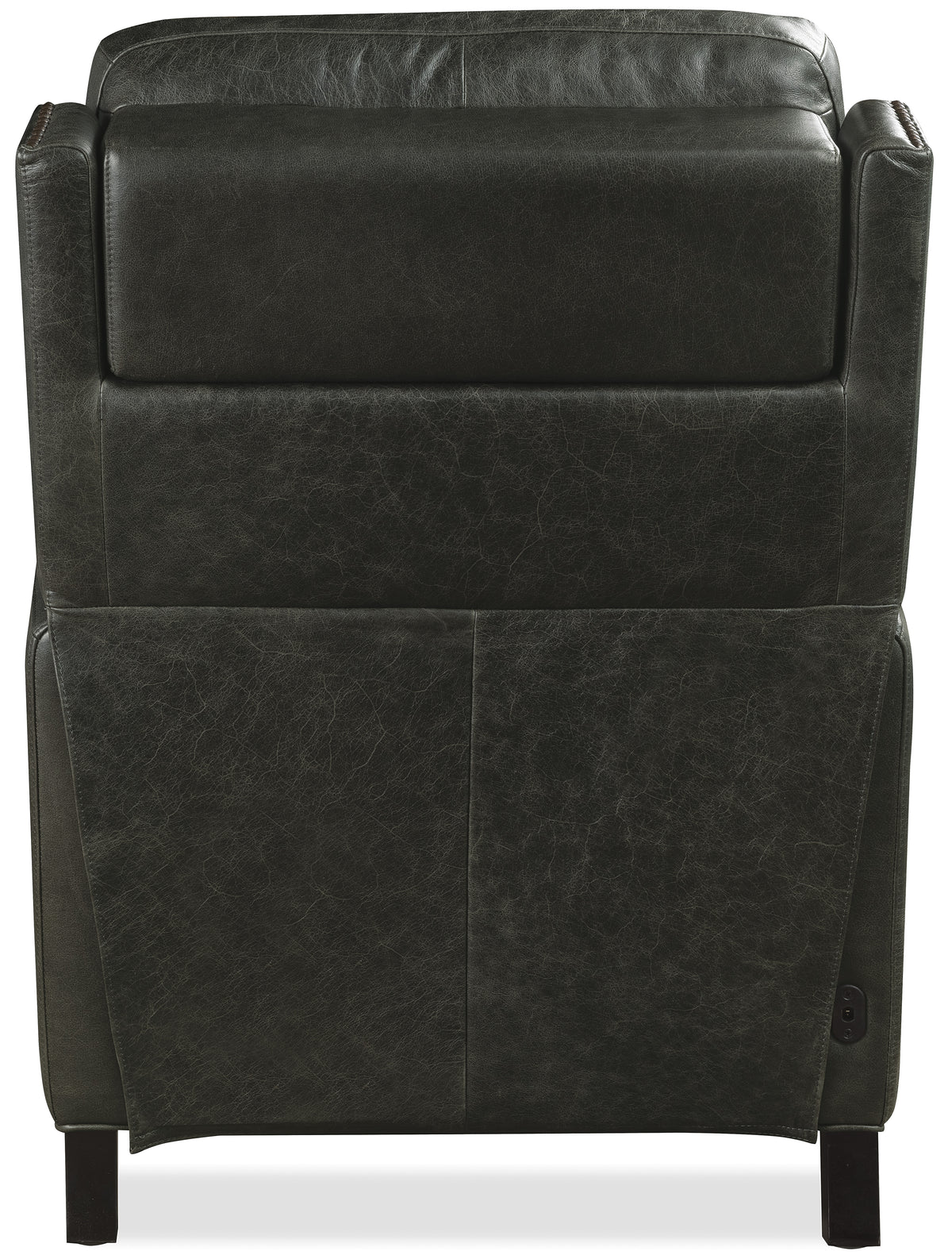 a black recliner with a white background