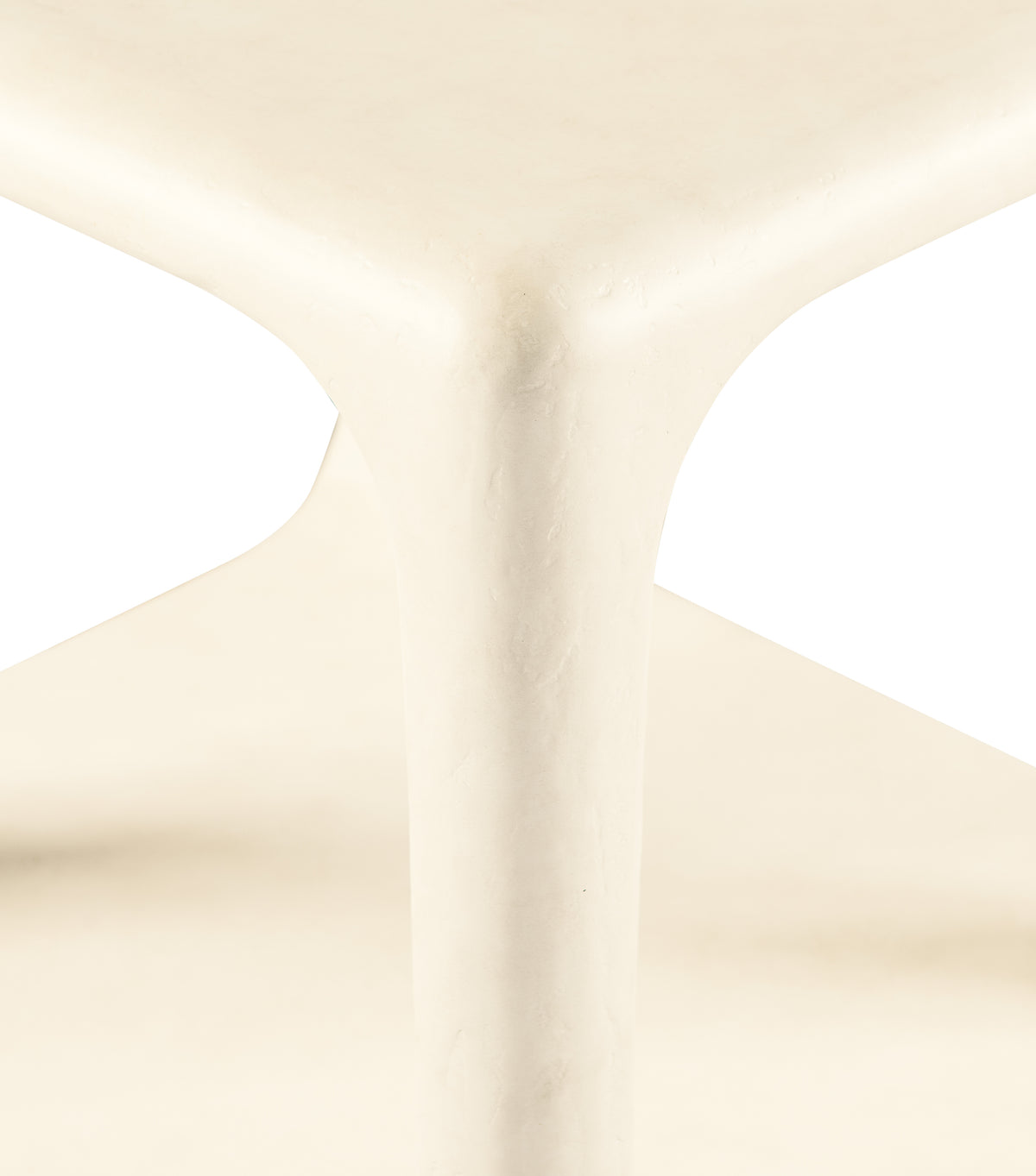 a white table with a white base