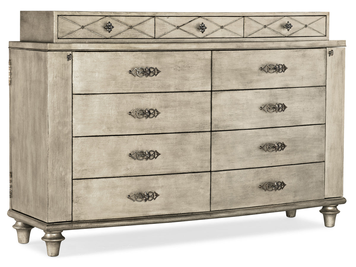 a white dresser with drawers
