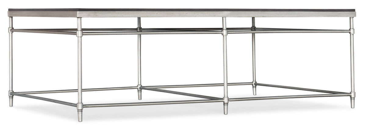 a metal table with a rectangular top