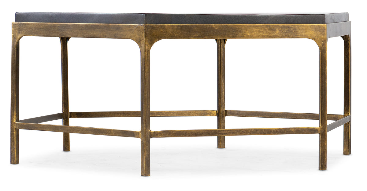 a table with a black top
