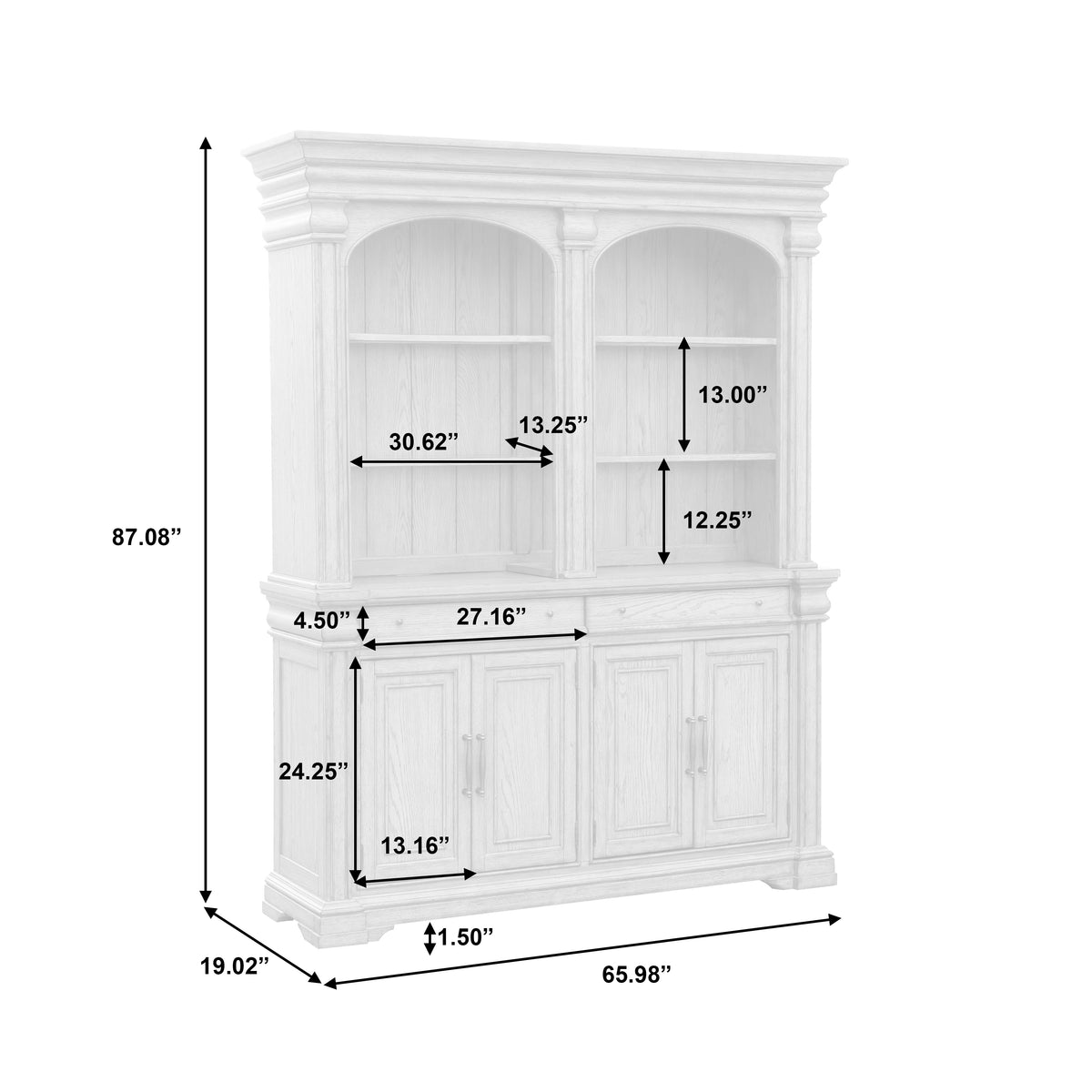 a white cabinet with dimensions