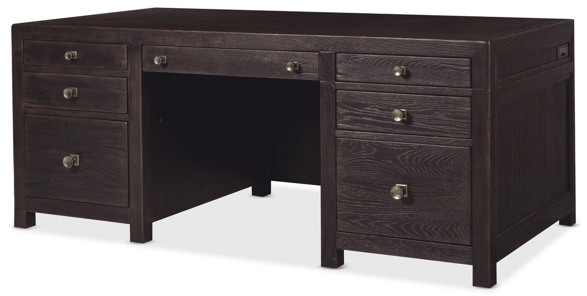 a black desk with drawers