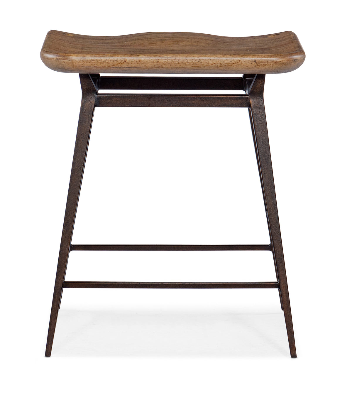a wooden stool with a white background
