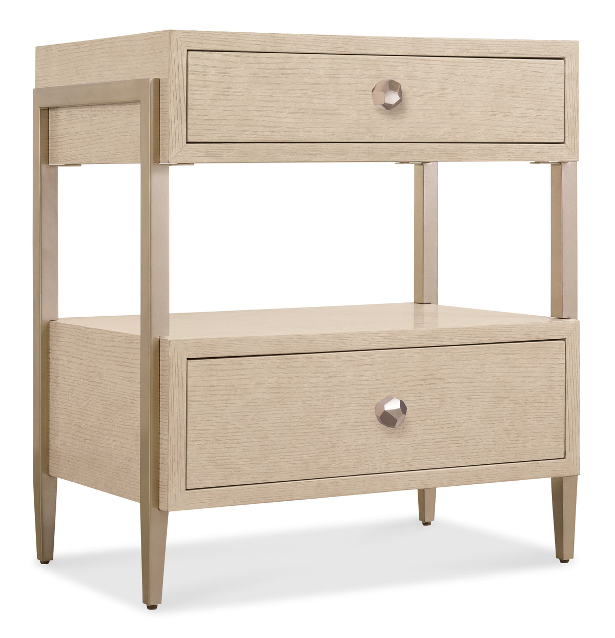 a white nightstand with two drawers