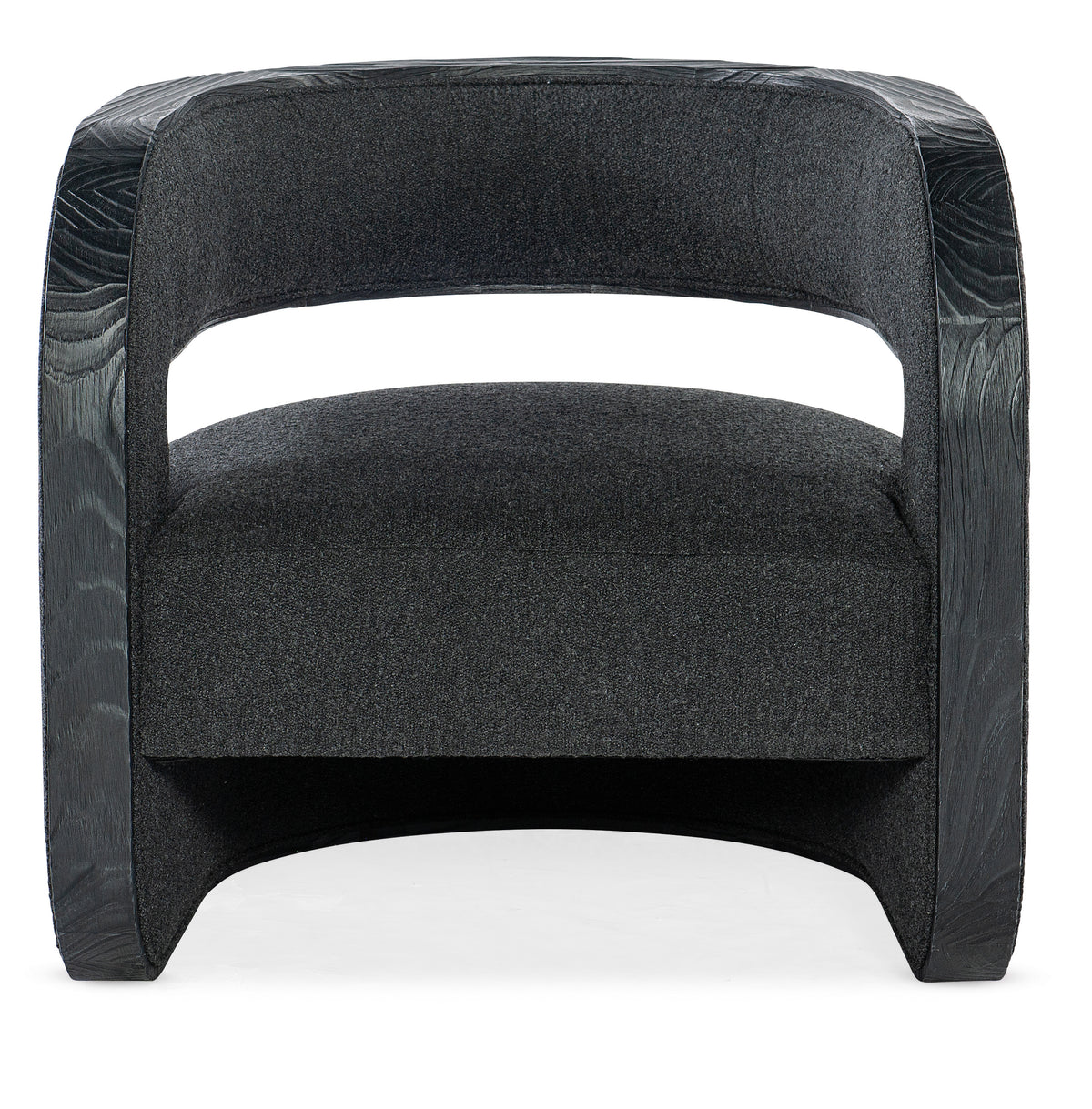a black chair with a curved back