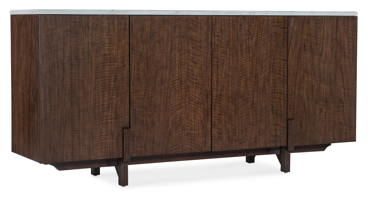 a brown cabinet with a marble top