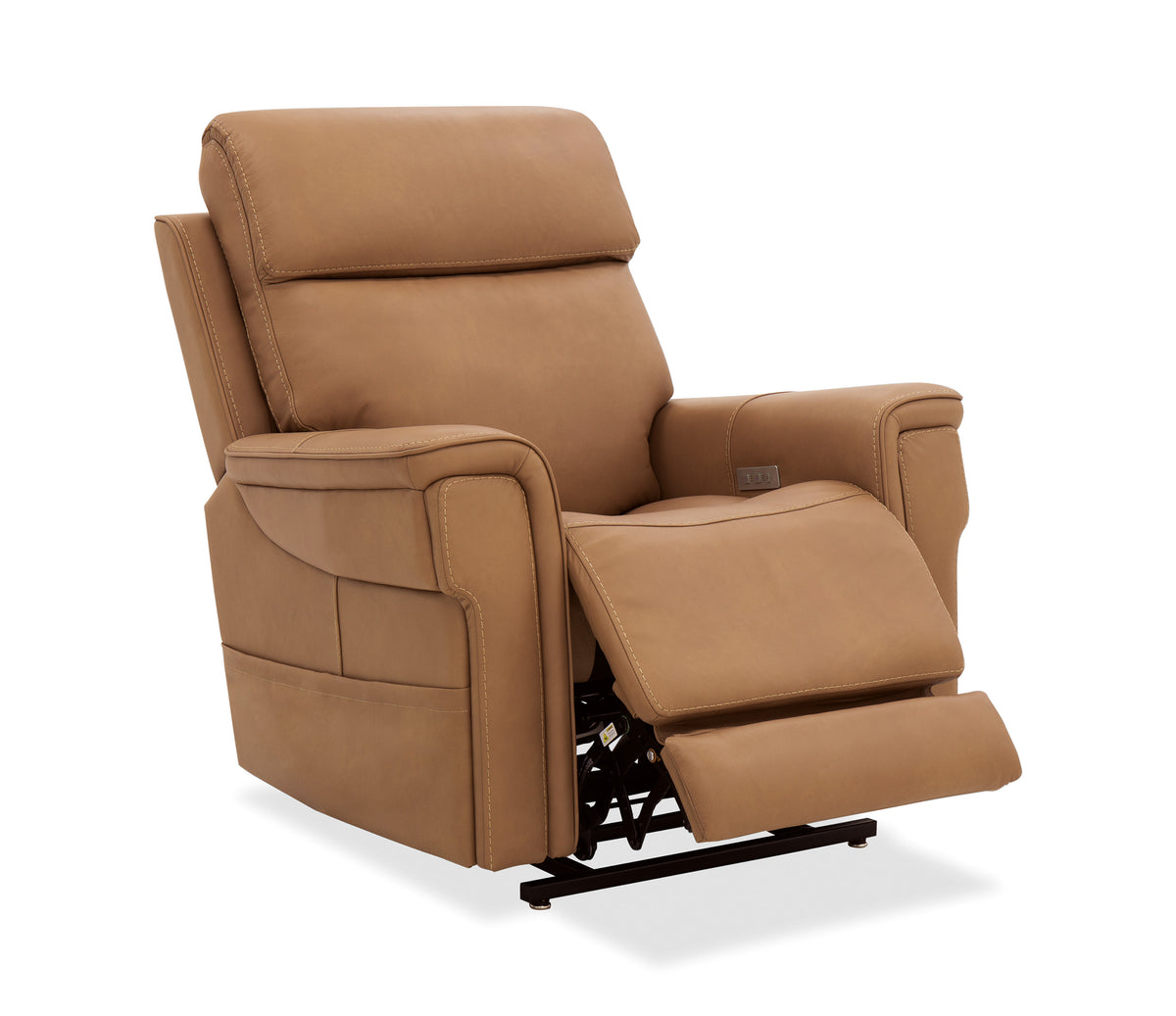 a brown recliner with a white background