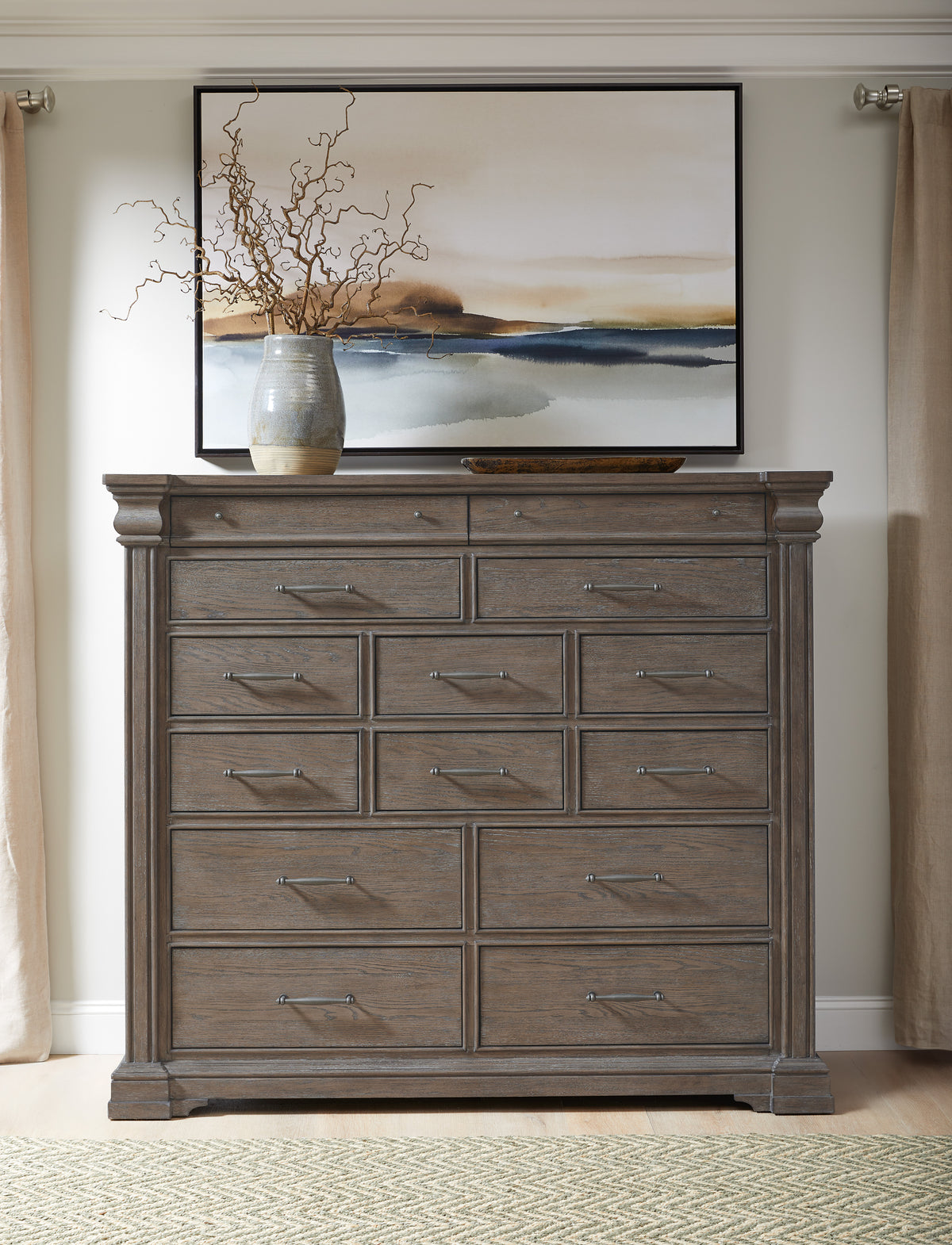 a painting on a dresser
