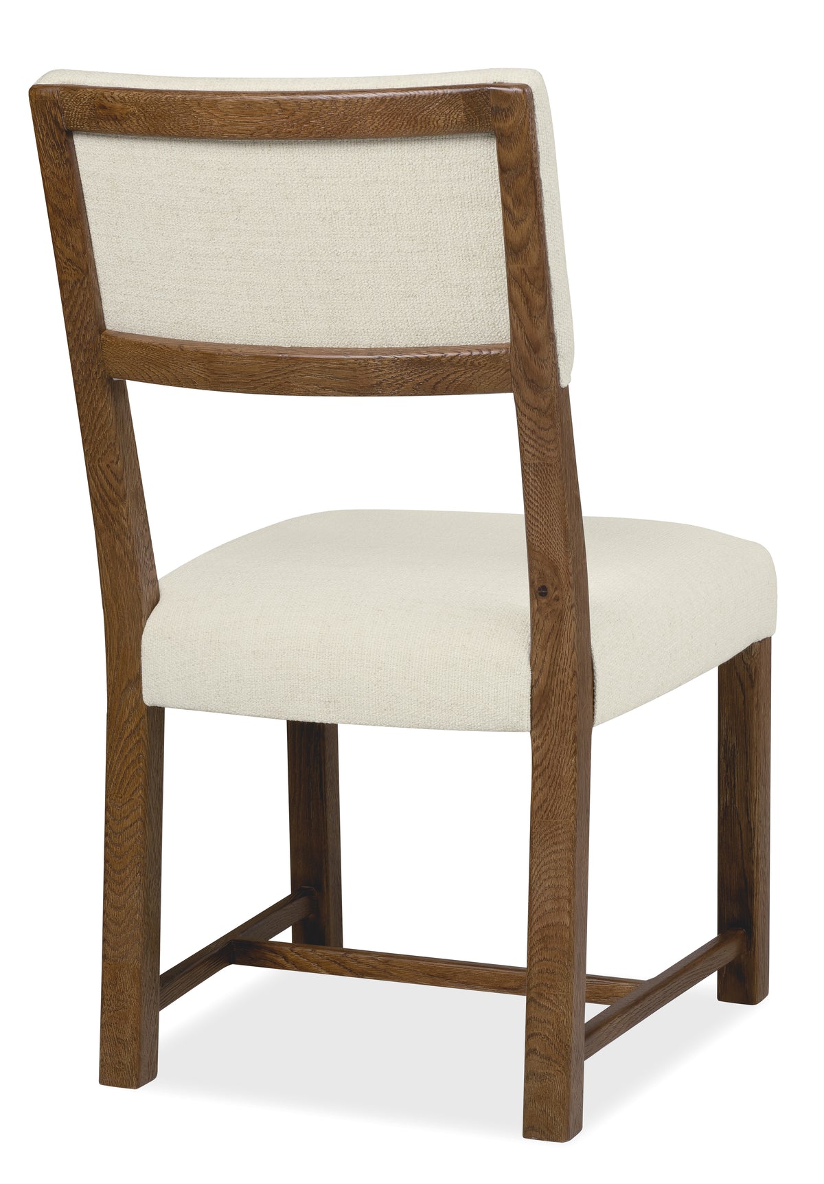 a white chair with a wooden frame