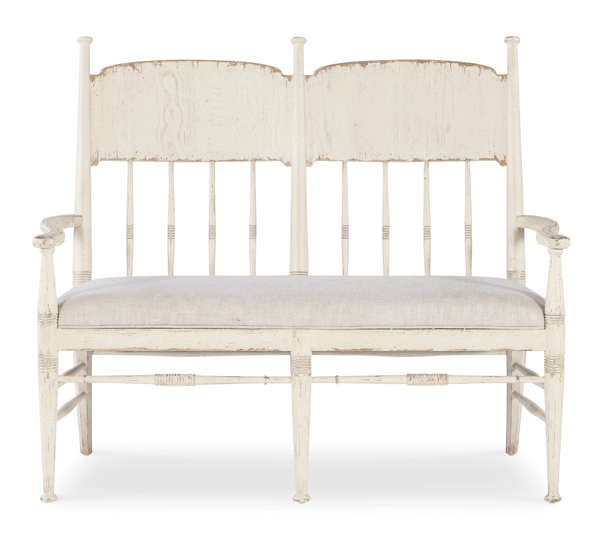 a white bench with two backrests