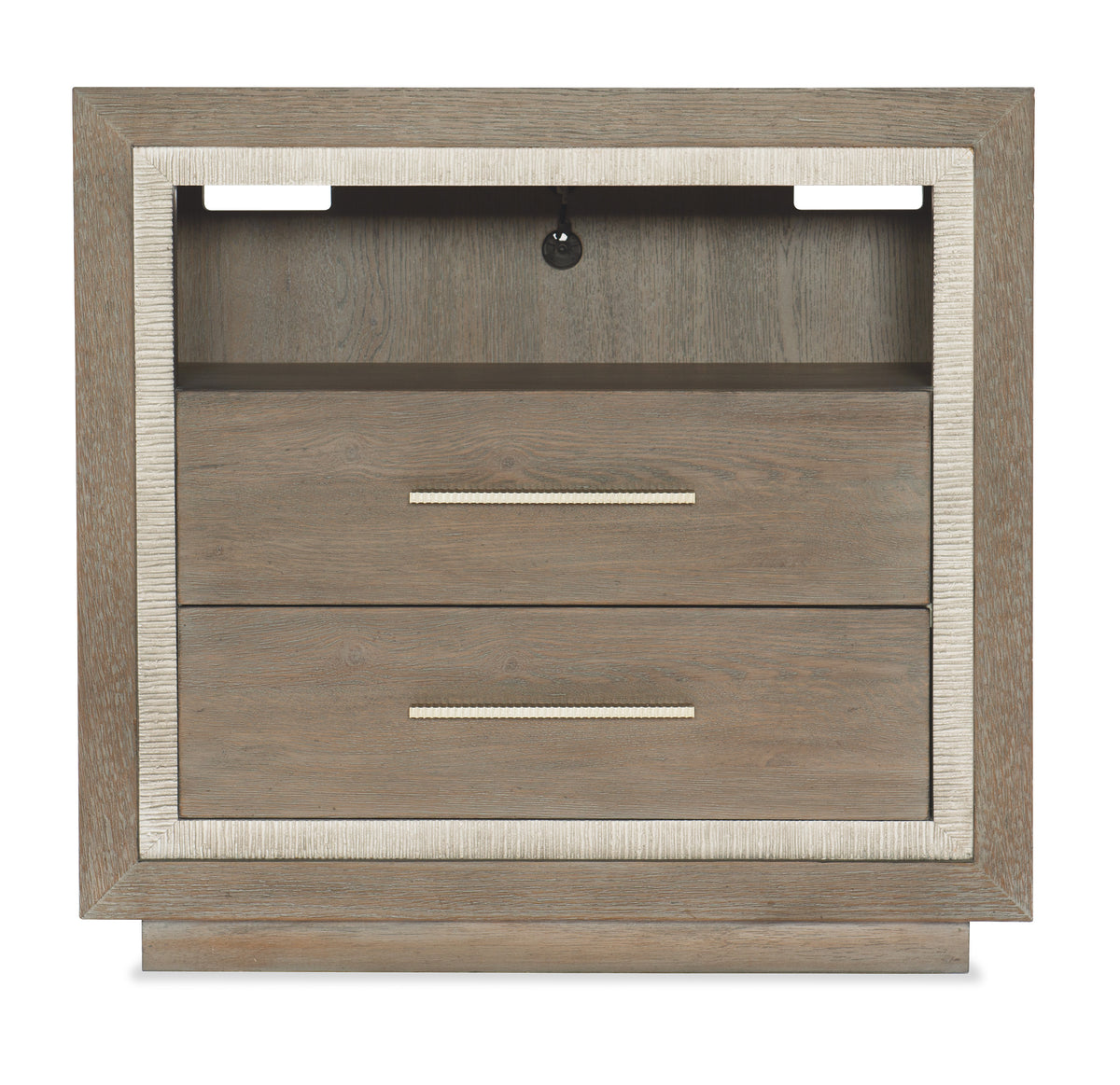 a wooden nightstand with two drawers