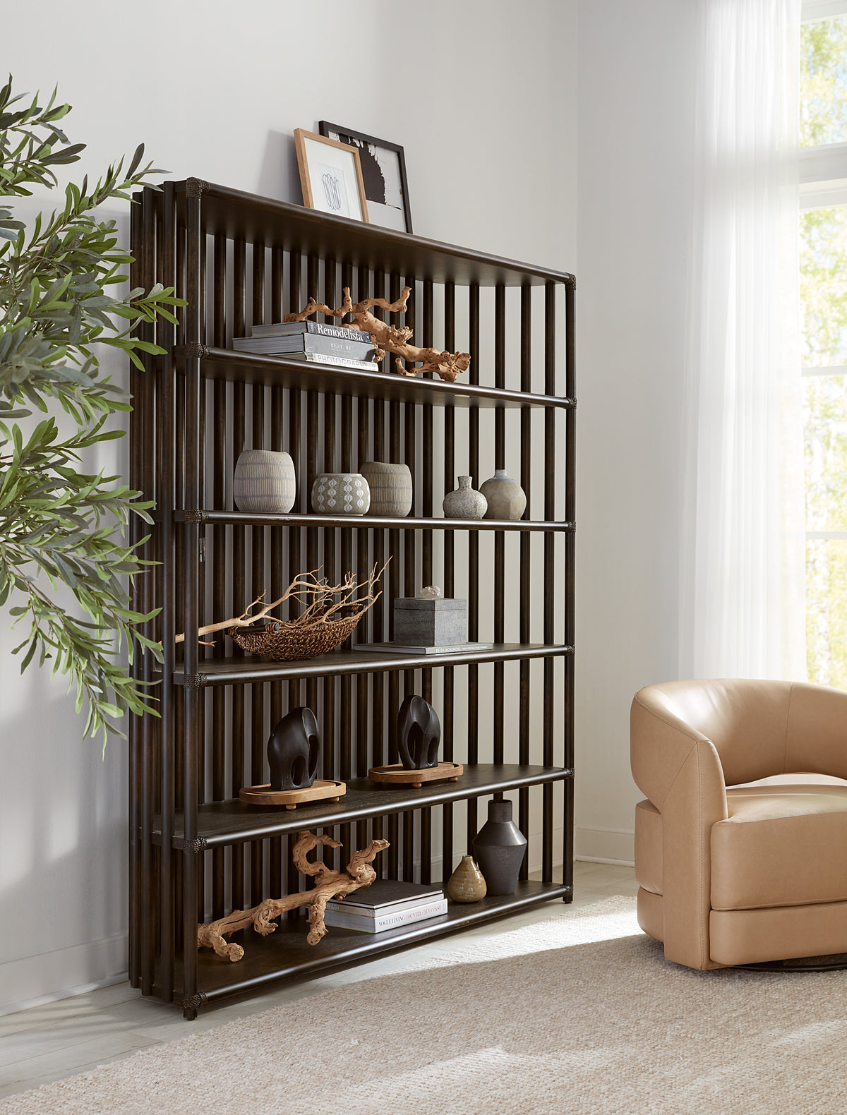 a shelf with objects on it
