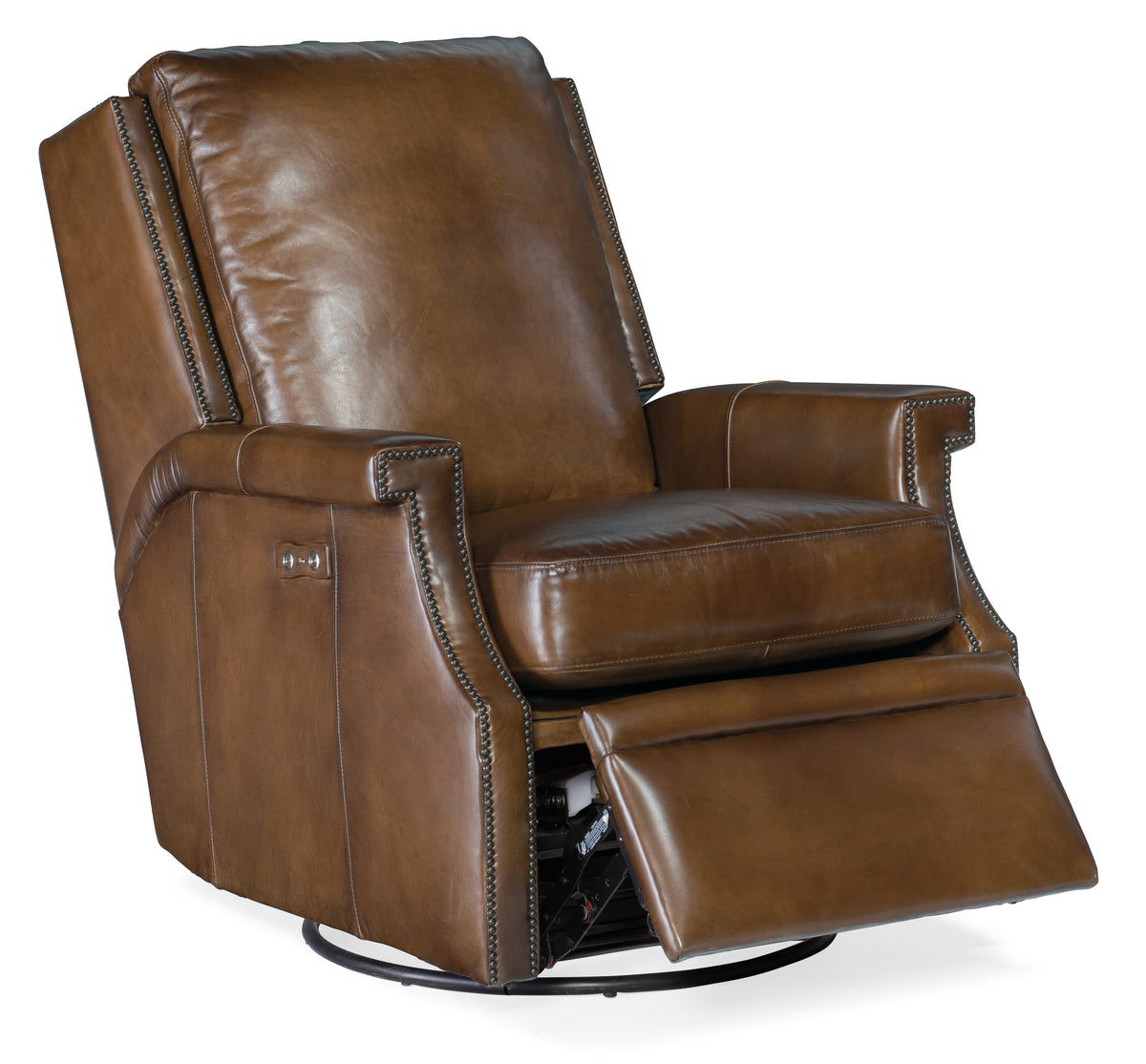 a brown leather recliner chair