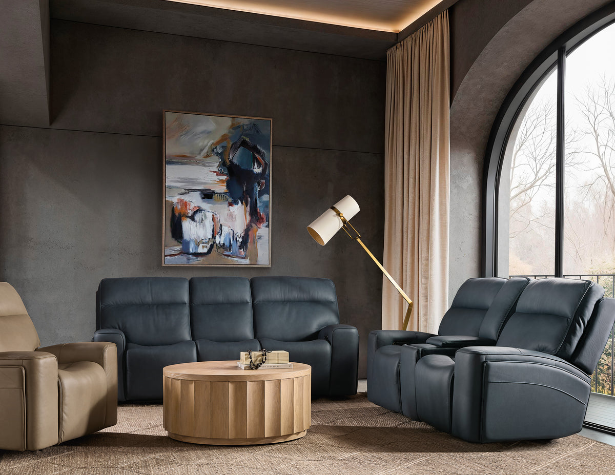 a living room with a couch and a table