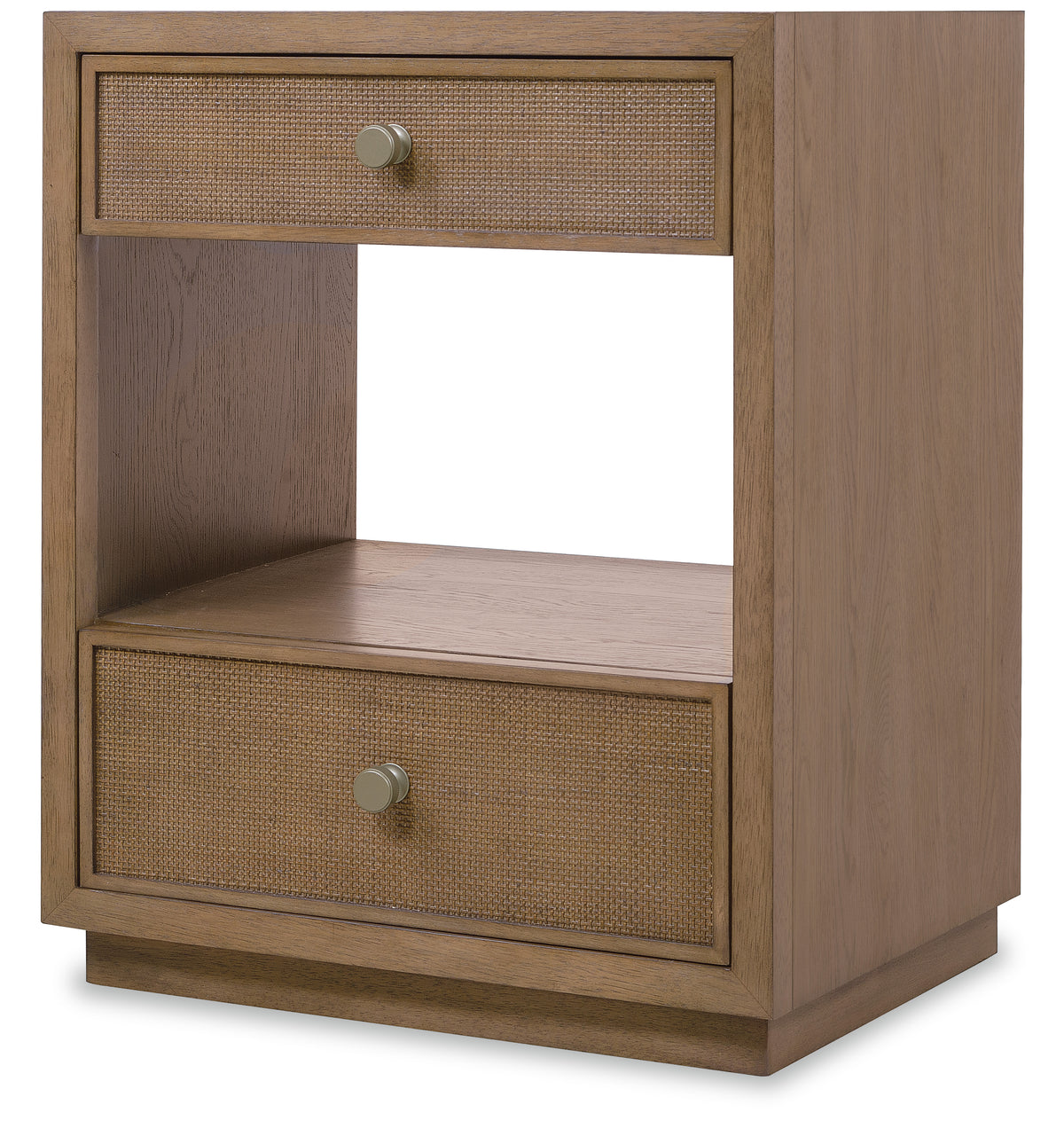 a brown nightstand with two drawers