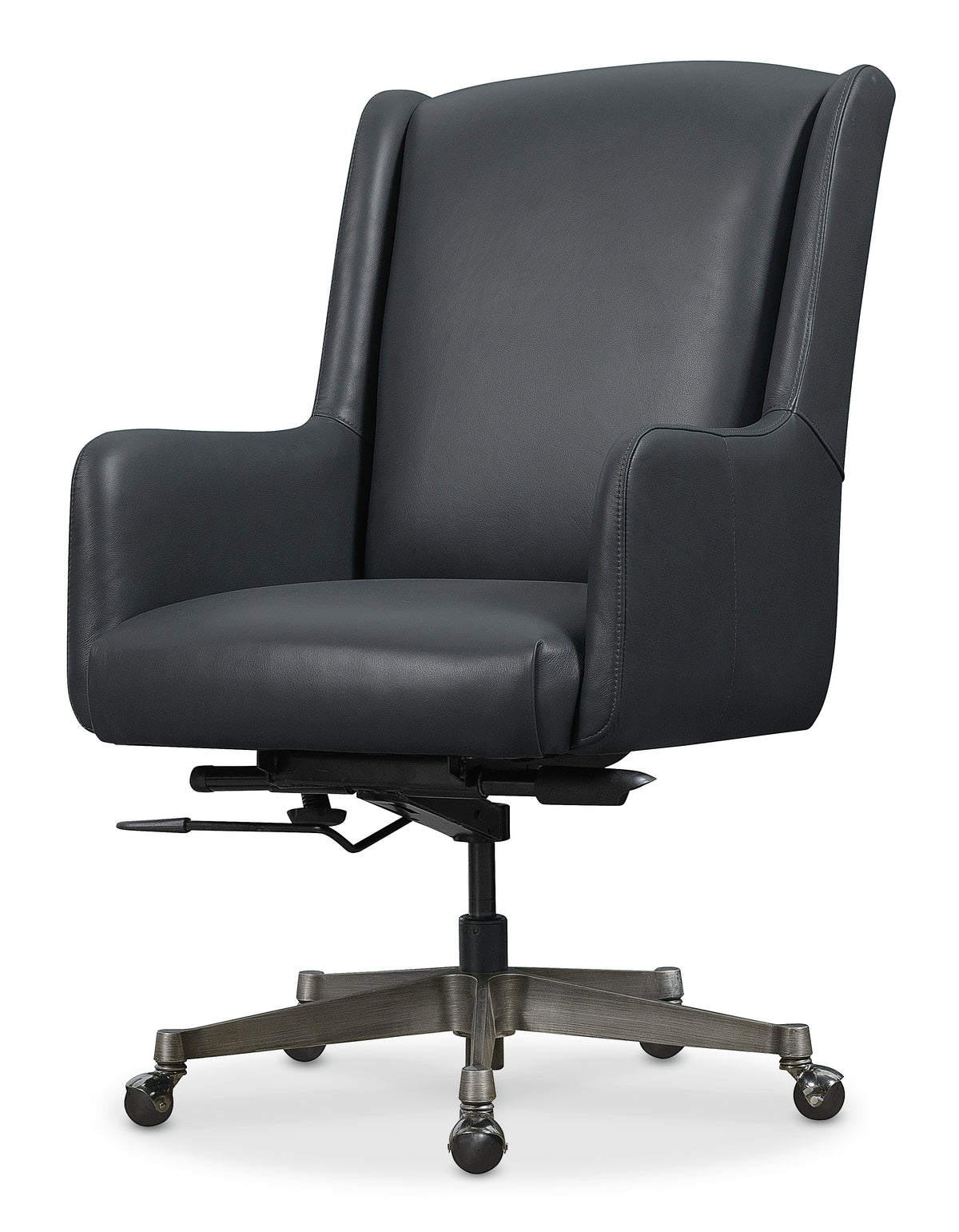 a black office chair with wheels