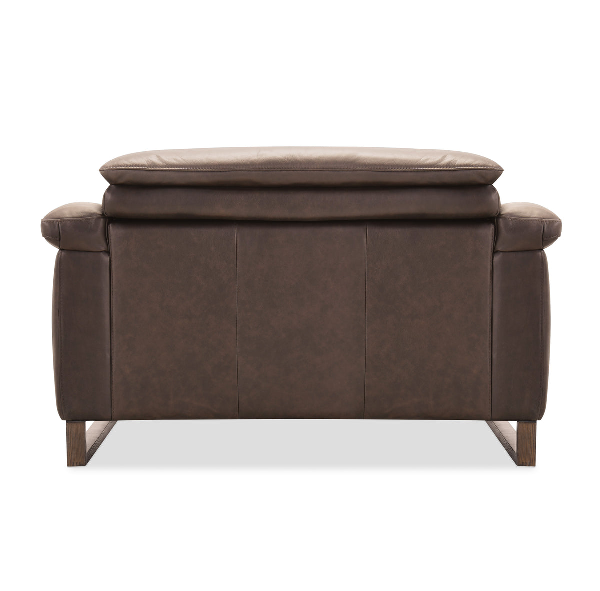 a brown leather chair with a cushion