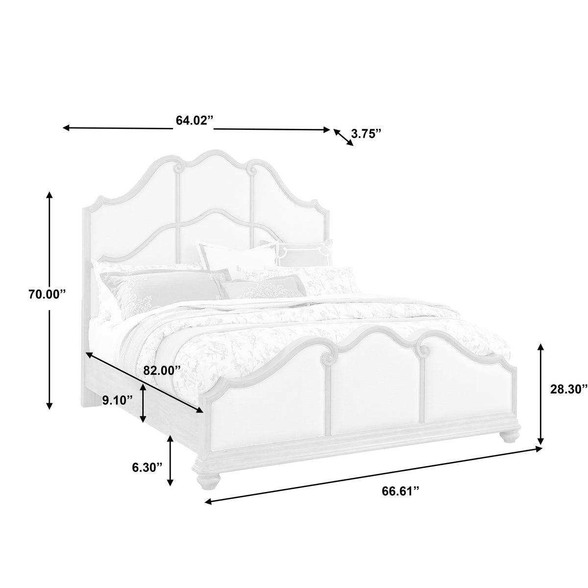 a bed size diagram with measurements