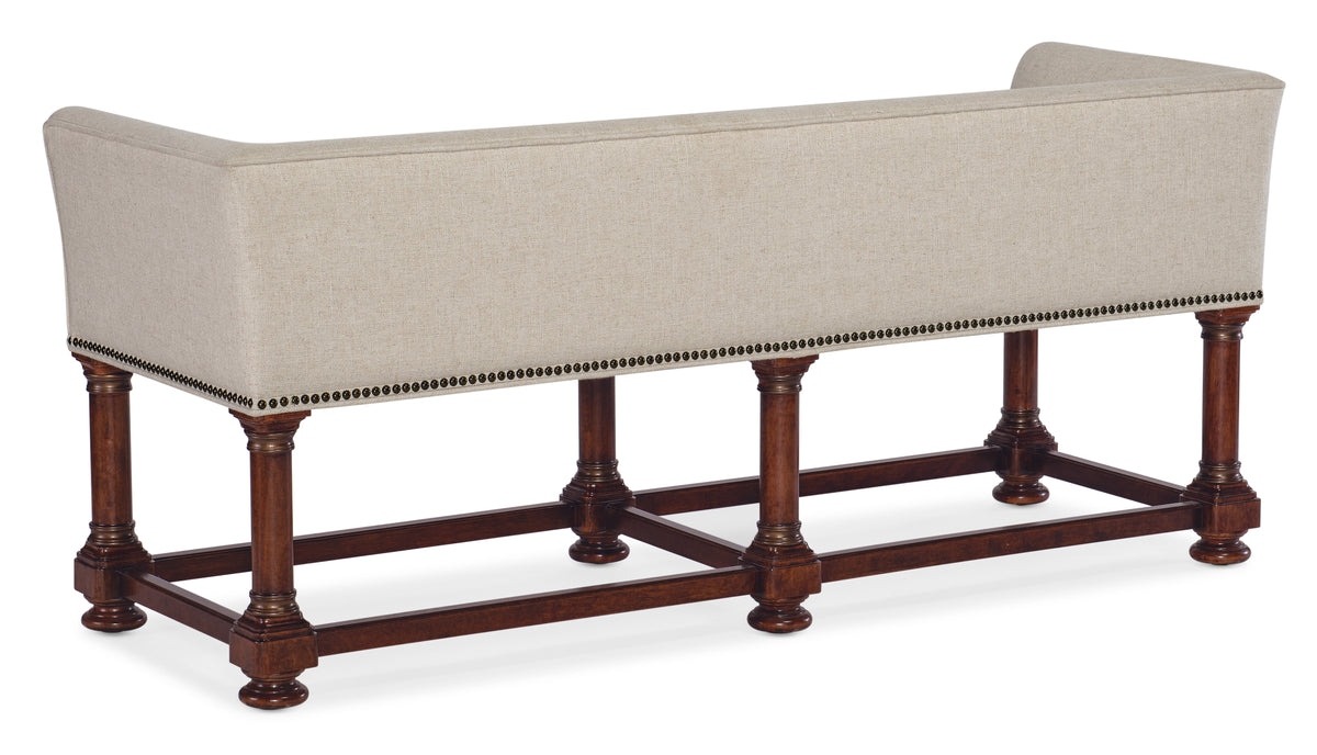 a bench with a white cover