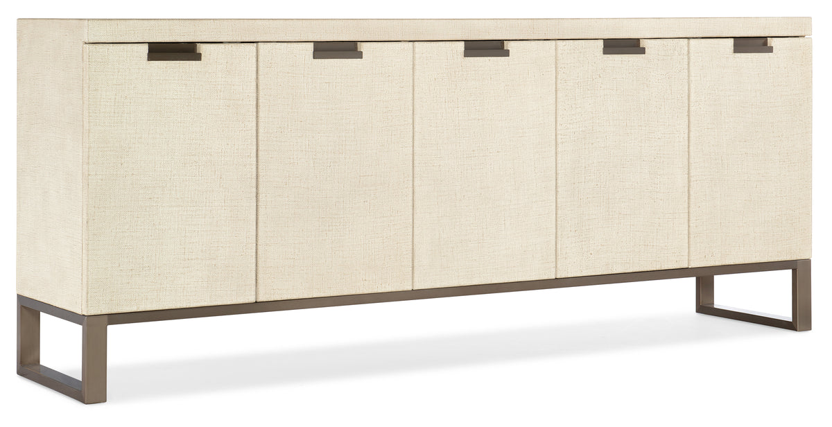 a white cabinet with three doors