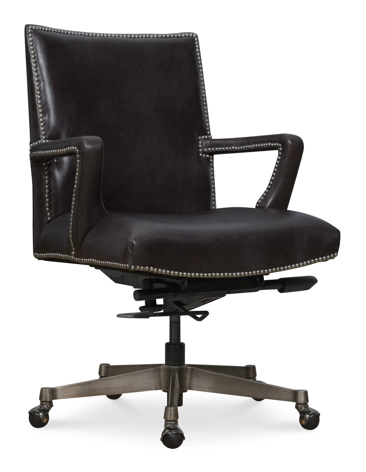 a black office chair with wheels