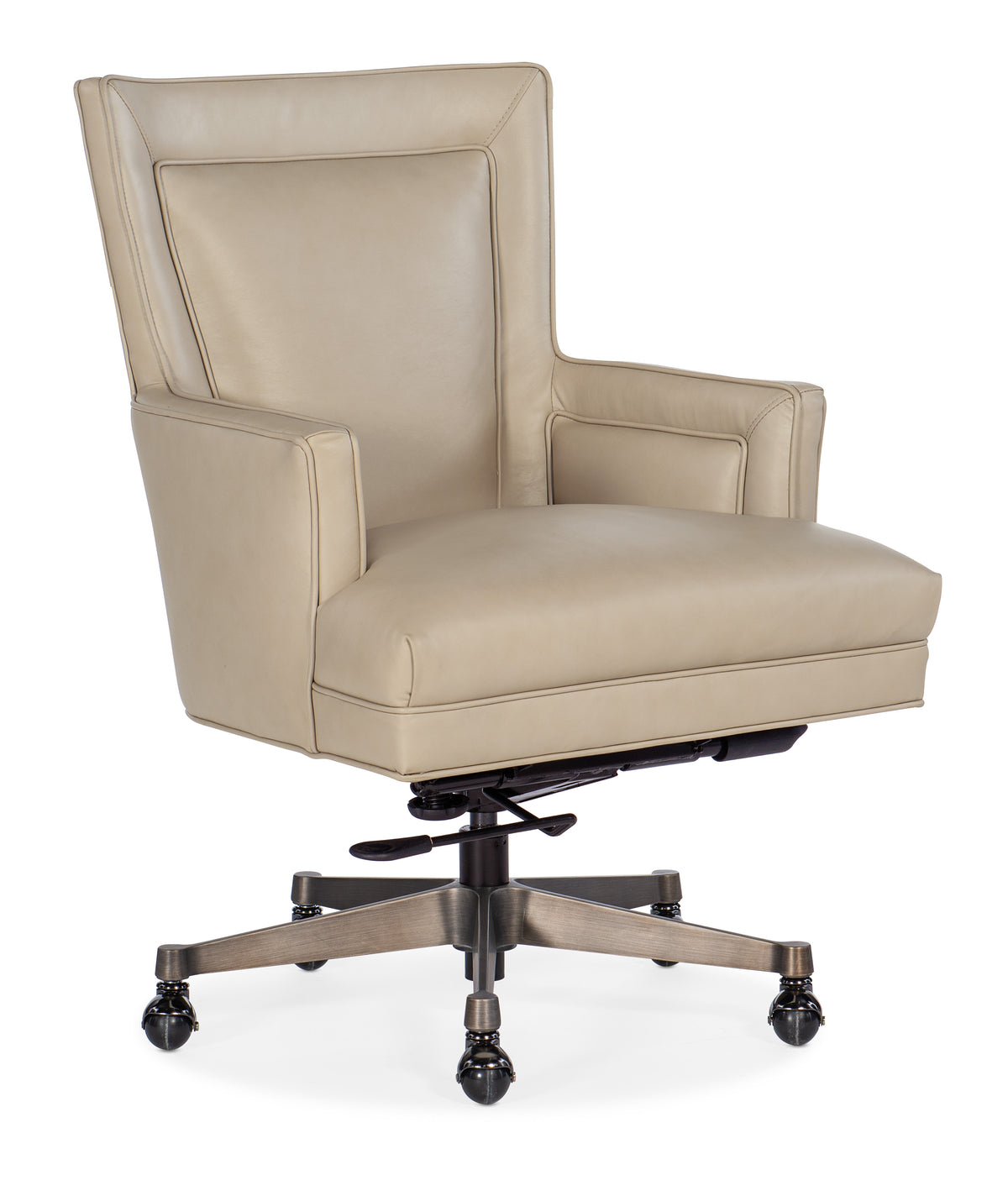 a white office chair with wheels