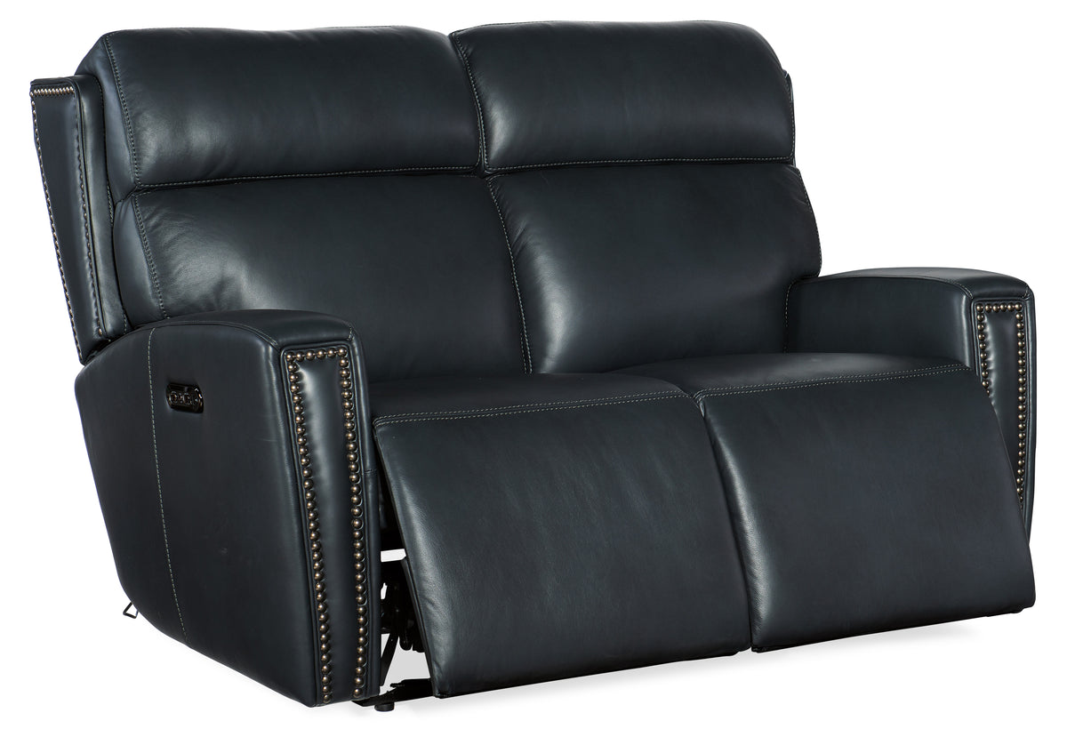 a black leather recliner with armrests