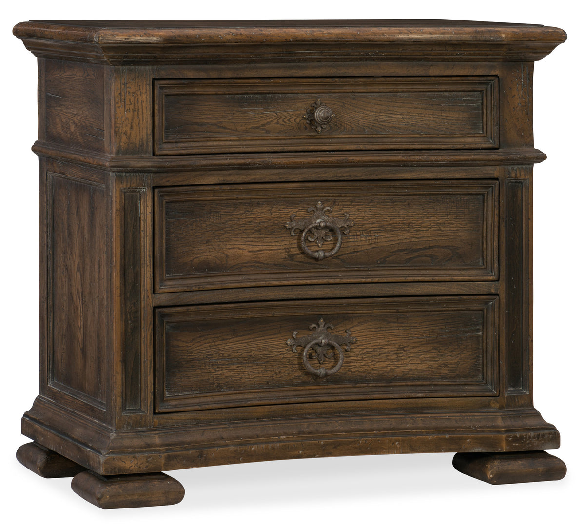 a wooden dresser with two drawers