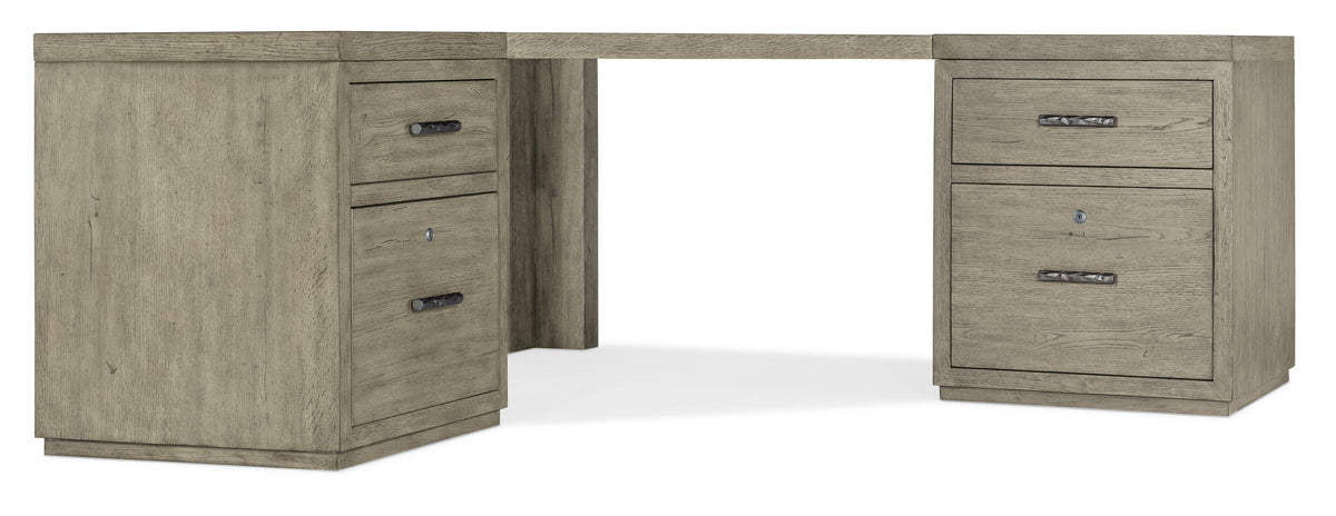 a desk with a wooden top
