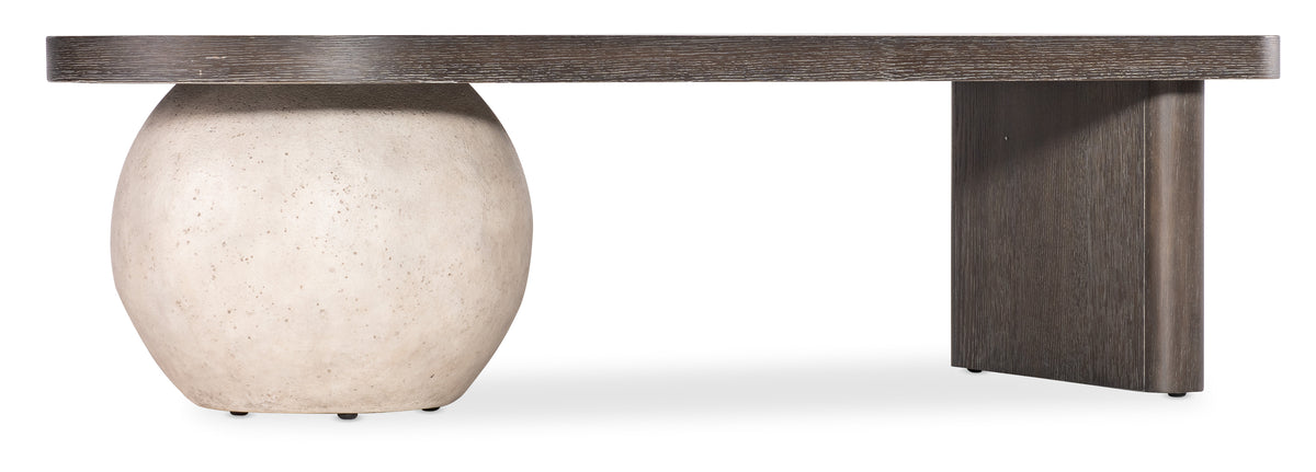 a table with a stone base