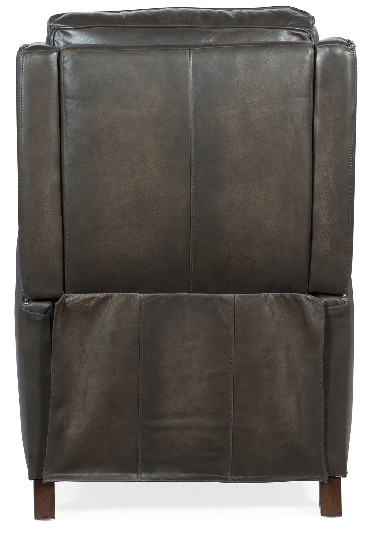 a brown leather recliner with a white background