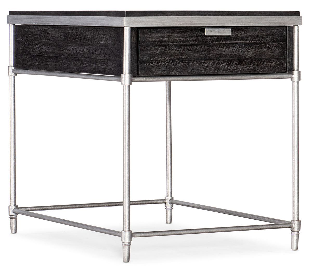 a black and silver end table