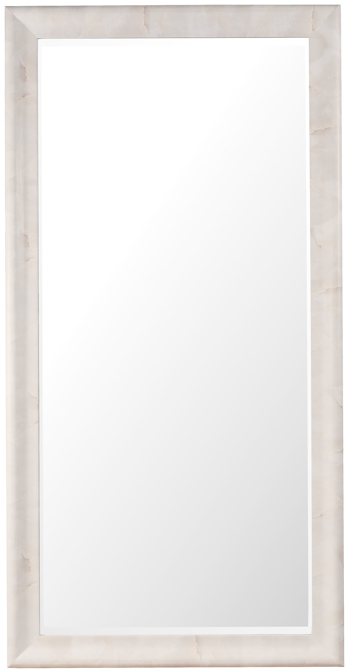 a white rectangular mirror with a white border
