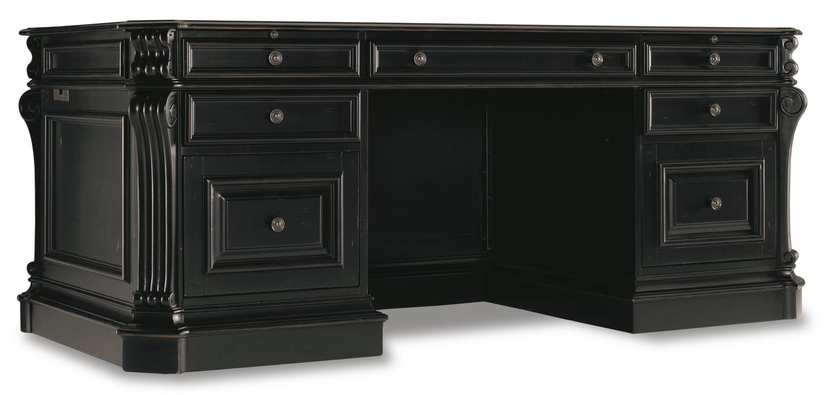 a black desk with drawers