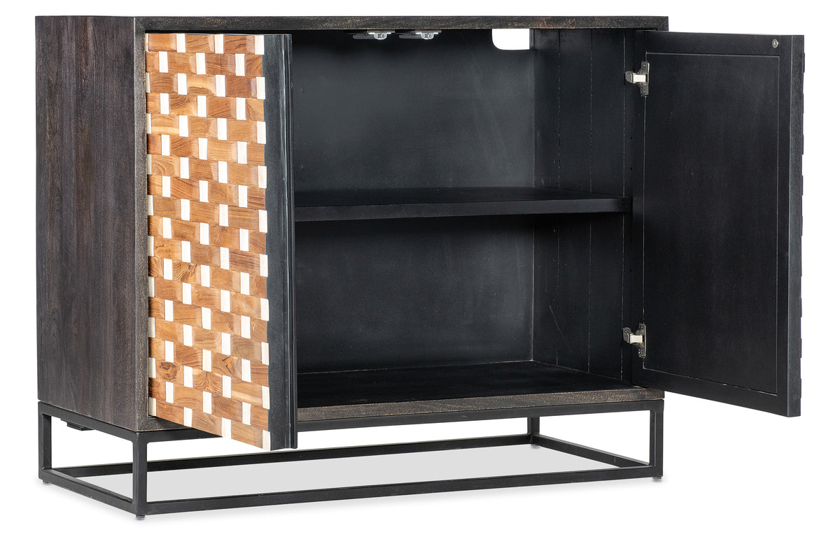 a black and brown cabinet with a white and brown pattern