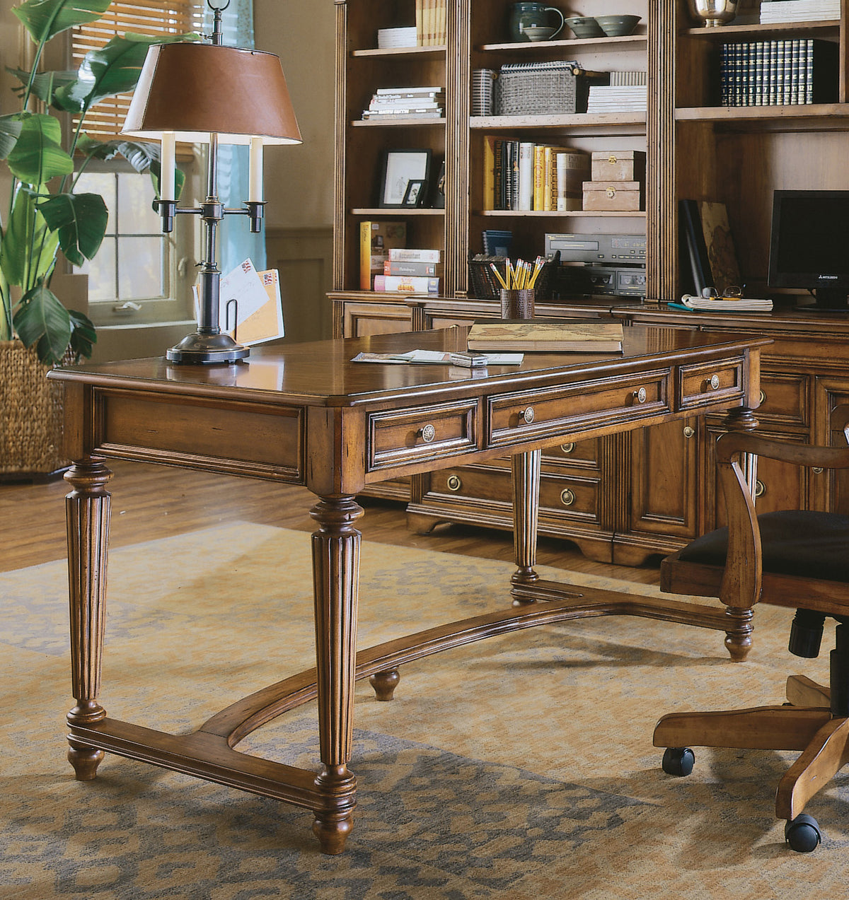 a desk in a room