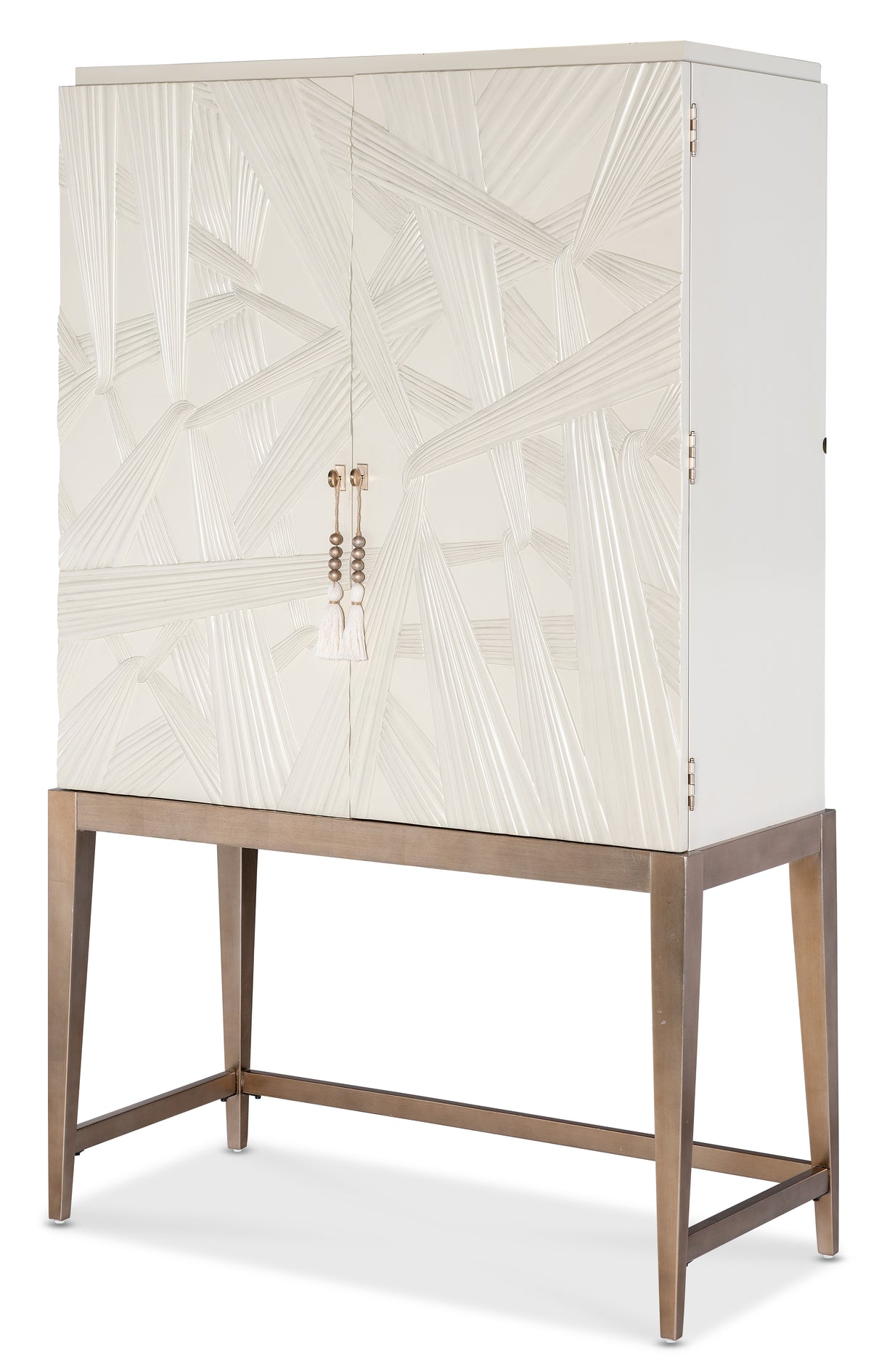 a white cabinet on a stand