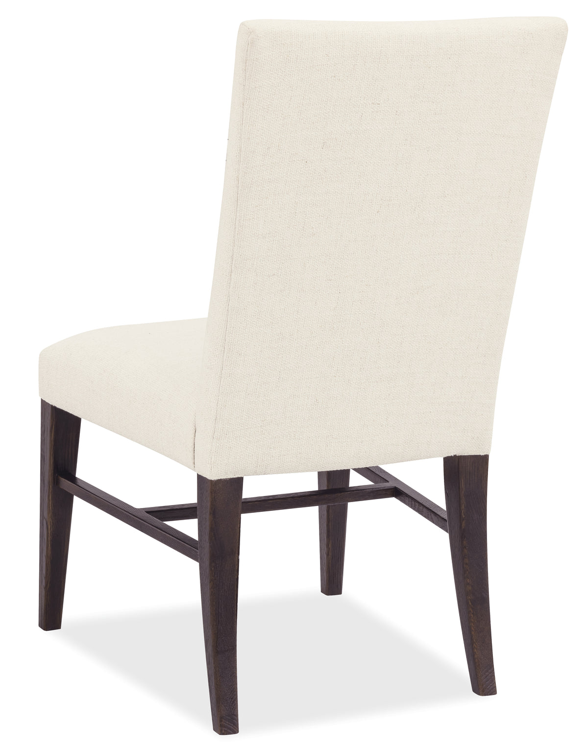 a white chair with wooden legs